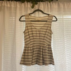 Anthropologie Deletta grey and white striped sleeveless peplums top